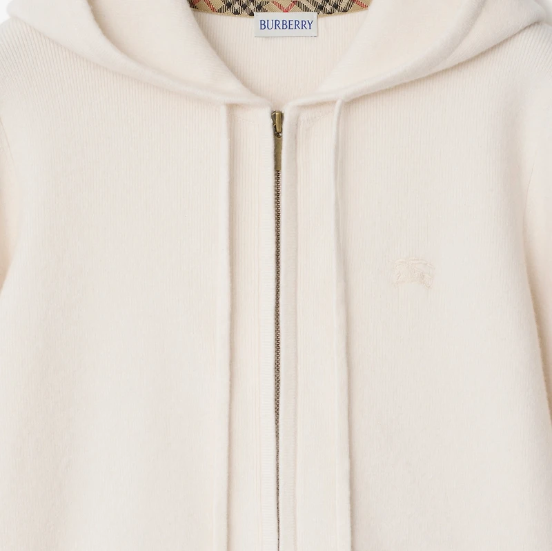 Cashmere Blend Zip Hoodie in Chalk - Women | Burberry® Official