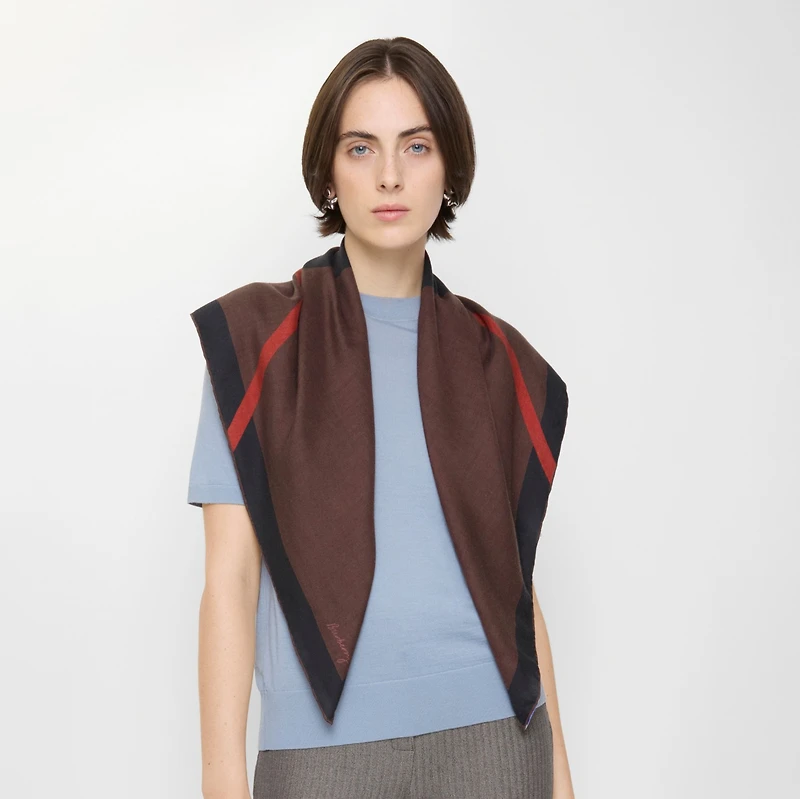 Check Cashmere Silk Scarf in Ruby red | Burberry® Official