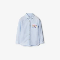 Striped Cotton Oxford Shirt in Pale blue | Burberry® Official