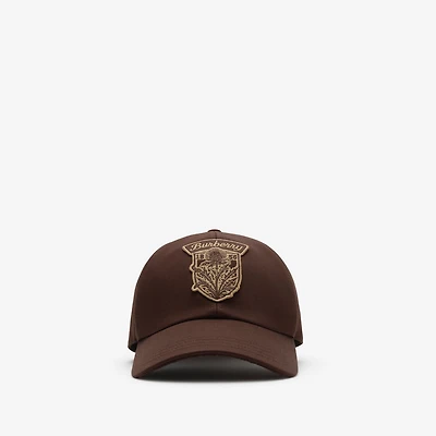 Thistle Shield Gabardine Baseball Cap in Treacle brown - Men | Burberry® Official