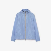 Checker-tape Nylon Hooded Jacket in Cornflower blue - Men | Burberry® Official