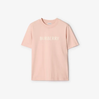 Logo Cotton T-shirt in Bouquet pink - Women | Burberry® Official