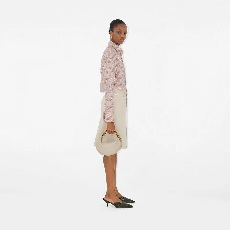 Cropped Check Cotton Shirt in Floss pink - Women | Burberry® Official