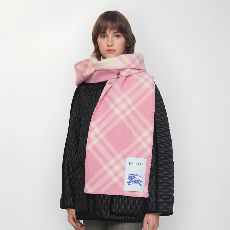 Check Wool Hooded Scarf in Sugar pink | Burberry® Official