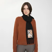 Check Label Cashmere Scarf in Black/sand | Burberry® Official
