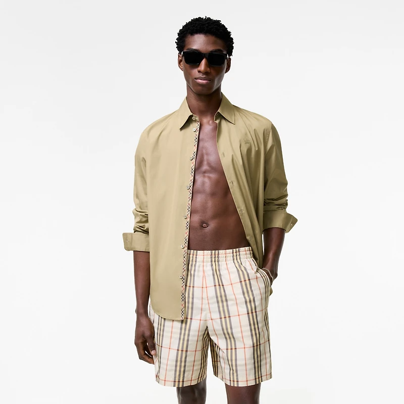 Check Swim Shorts in Pebble beige - Men, Nylon | Burberry® Official