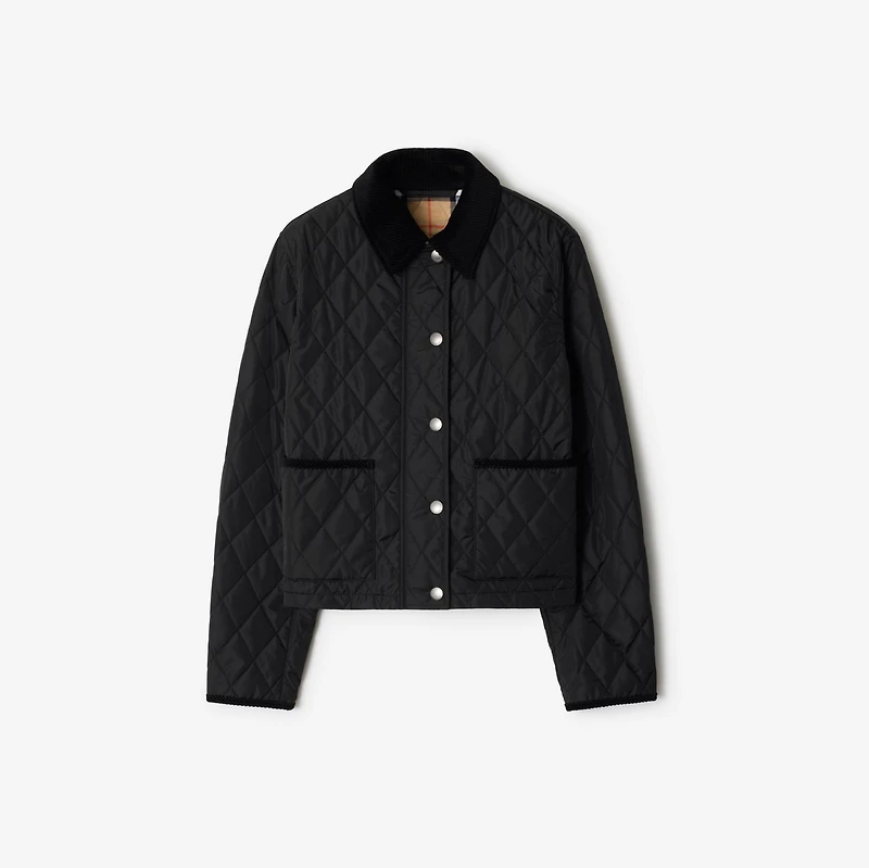 Cropped Quilted Nylon Jacket in Black/sand - Women | Burberry® Official