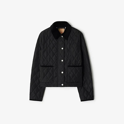 Cropped Quilted Nylon Jacket in Black/sand - Women | Burberry® Official