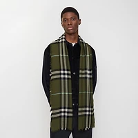 Wide Check Wool Scarf in Pea | Burberry® Official