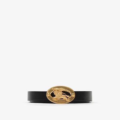 Thin Reversible Leather Knight Stamp Belt in Black/hazel - Women | Burberry® Official