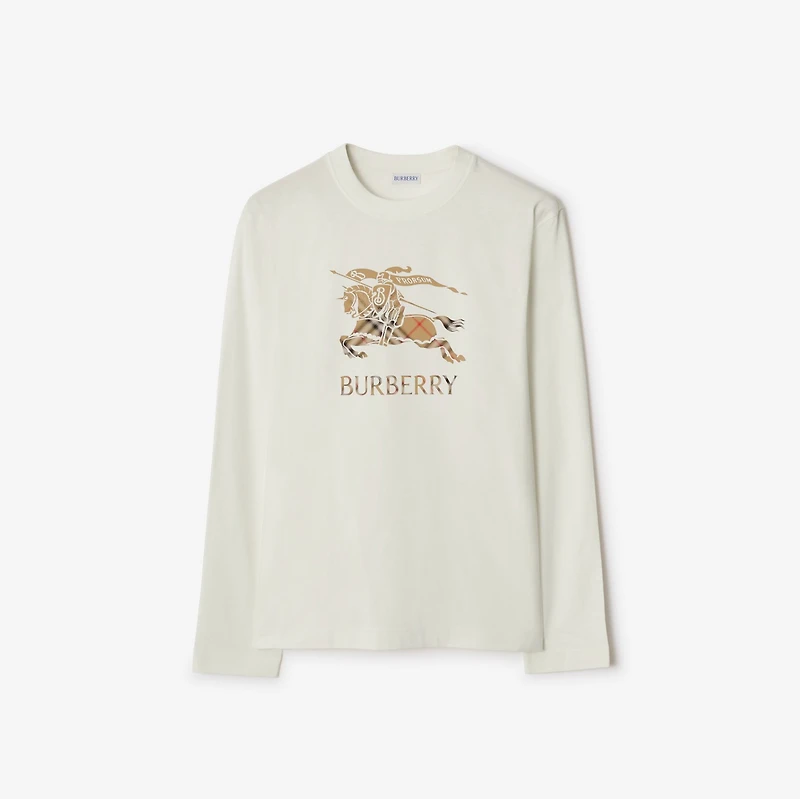 Long-sleeve Knight Ombré Cotton T-shirt in Chalk white - Men | Burberry® Official