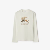 Long-sleeve Knight Ombré Cotton T-shirt in Chalk white - Men | Burberry® Official