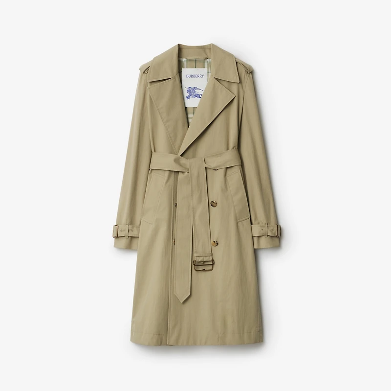 Long Gabardine Trench Coat in Skylark - Women, Cotton | Burberry® Official