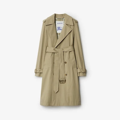 Long Gabardine Trench Coat in Skylark - Women, Cotton | Burberry® Official