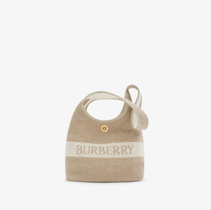 Small Logo Canvas Shoulder Bag in Natural - Women, Cotton, Linen, Nylon, Wool | Burberry® Official