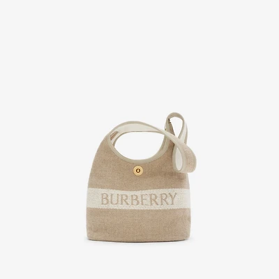 Small Logo Canvas Shoulder Bag in Natural - Women, Cotton, Linen, Nylon, Wool | Burberry® Official