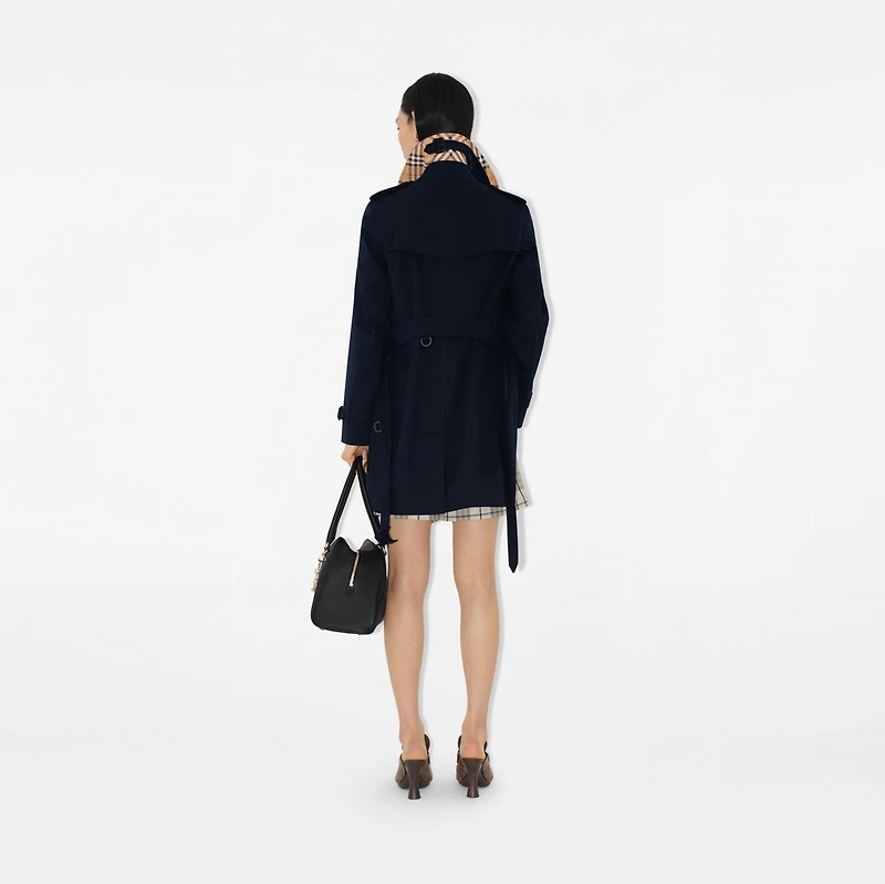 Short Kensington Heritage Trench Coat in Coal blue - Women, Cotton Gabardine | Burberry® Official