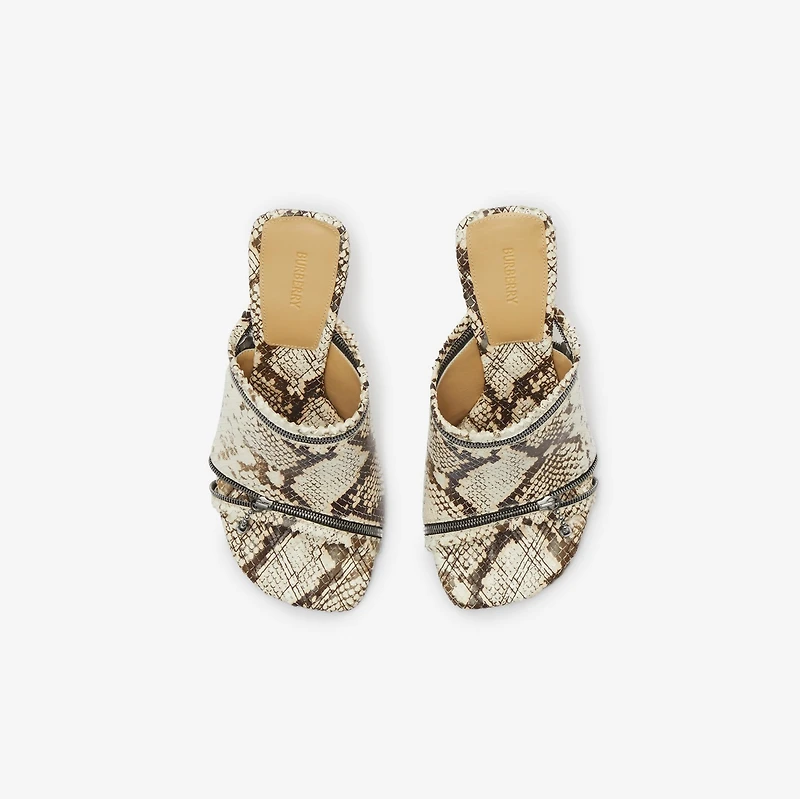 Leather Peep Sandals in Serpent - Women | Burberry® Official