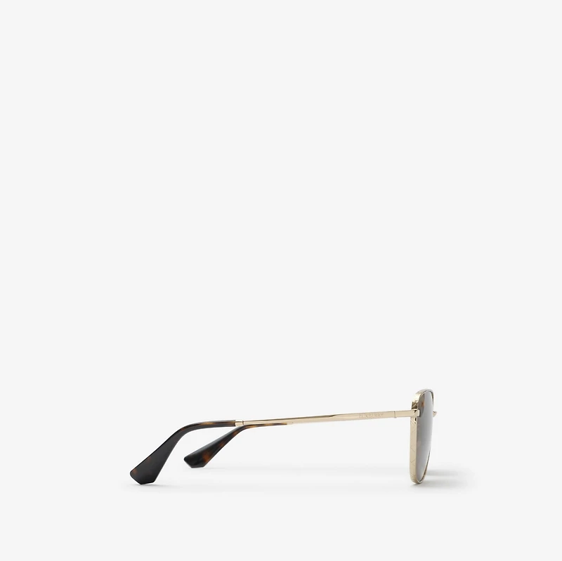 Metal Check Square Sunglasses in Light gold - Men | Burberry® Official