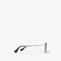 Metal Check Square Sunglasses in Light gold - Men | Burberry® Official