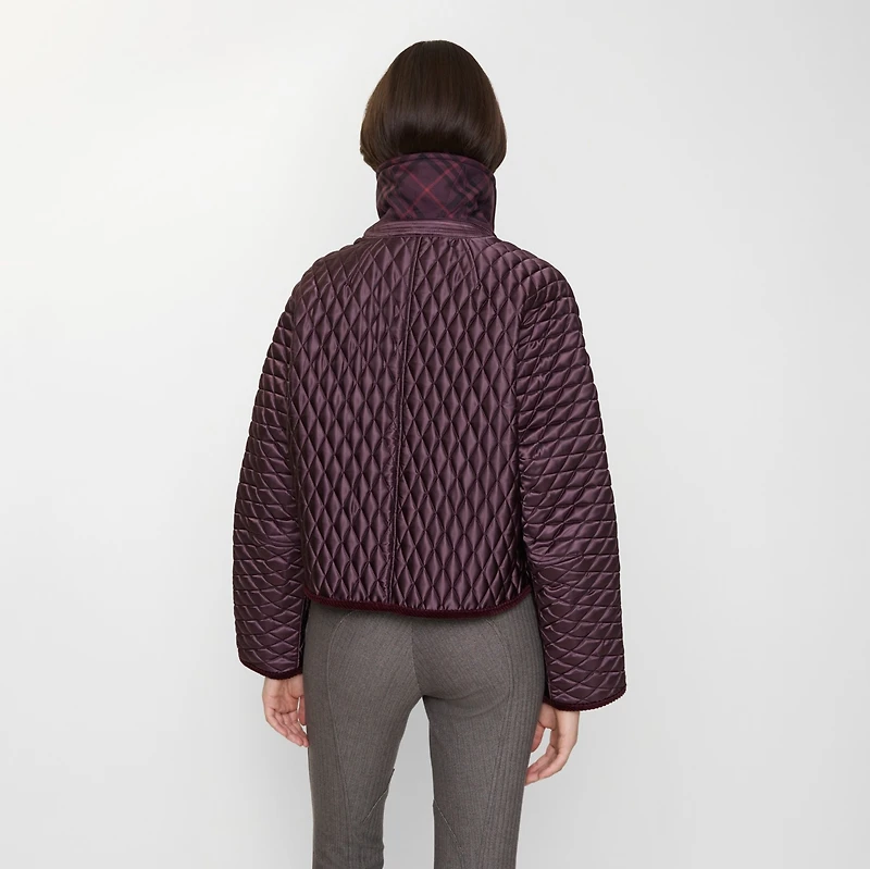 Cropped Quilted Nylon Floriston Jacket in Mahogany brown - Women | Burberry® Official