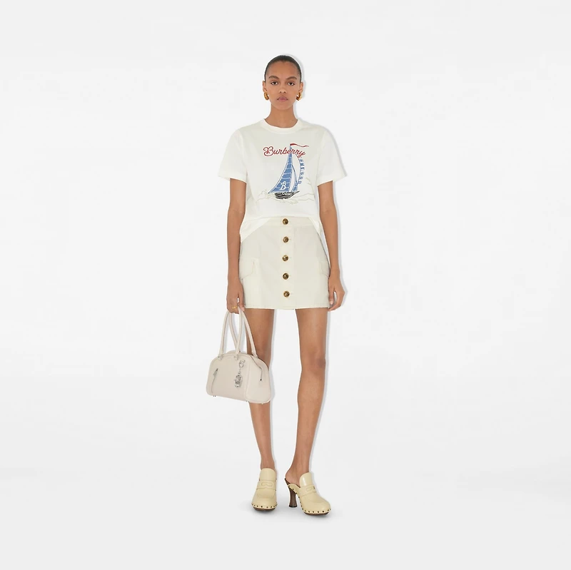 Sailboat Cotton T-shirt in Chalk - Women | Burberry® Official