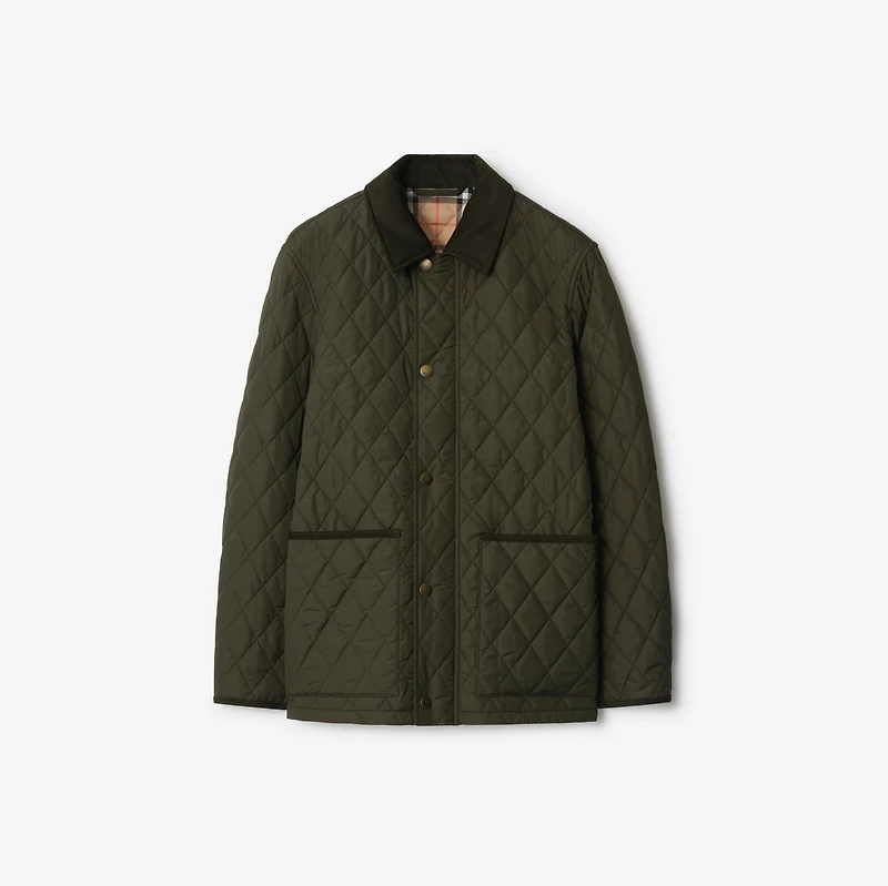 Quilted Nylon Barn Jacket in Shale green - Men | Burberry® Official