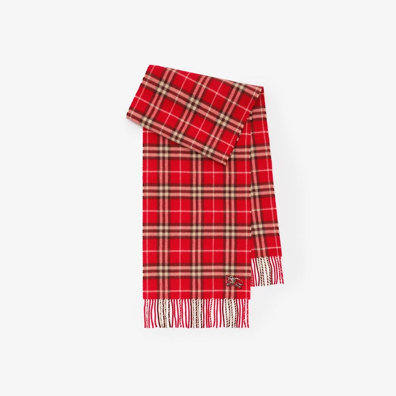 Check Cashmere Scarf in Crayon red | Burberry® Official