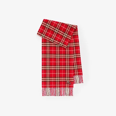 Check Cashmere Scarf in Crayon red | Burberry® Official