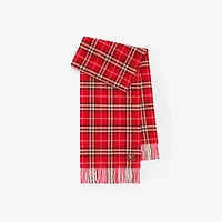Check Cashmere Scarf in Crayon red | Burberry® Official