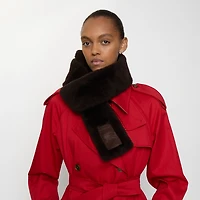 Narrow Label Shearling Scarf in Dark brown | Burberry® Official