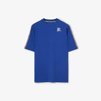 Check Trim Jersey T-shirt in Knight blue - Men, Nylon | Burberry® Official