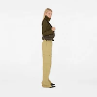 Cotton Linen Zip Trousers in Hay/artichoke - Women | Burberry® Official