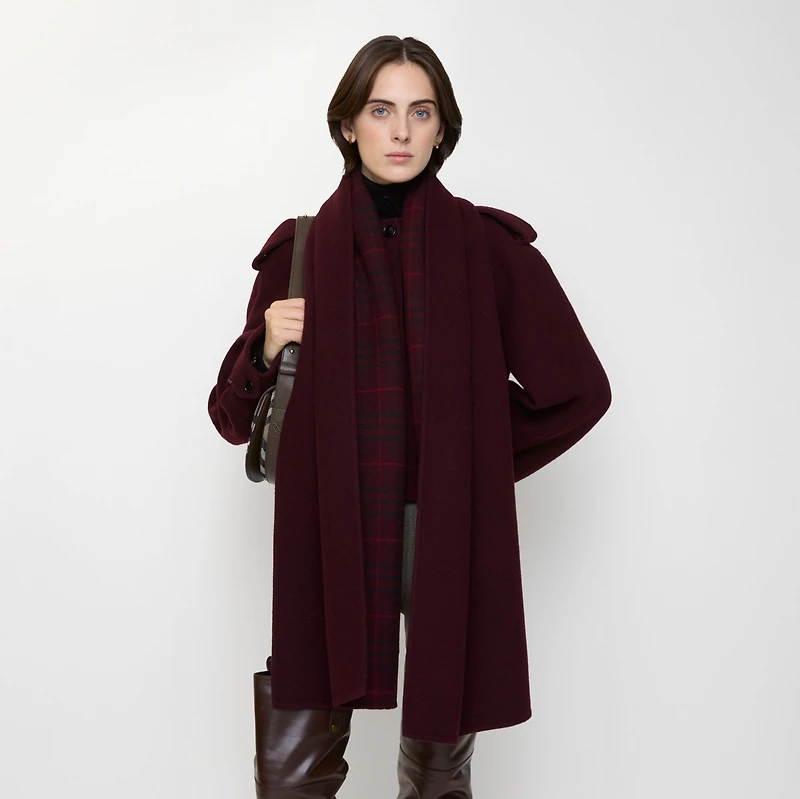 Detachable Scarf Wool Jacket in Wine red - Women | Burberry® Official