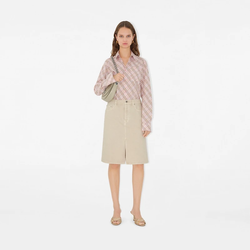 Denim Skirt in Oat - Women, Cotton | Burberry® Official