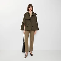 Bonded Cotton Trench Cape in Juniper green - Women | Burberry® Official