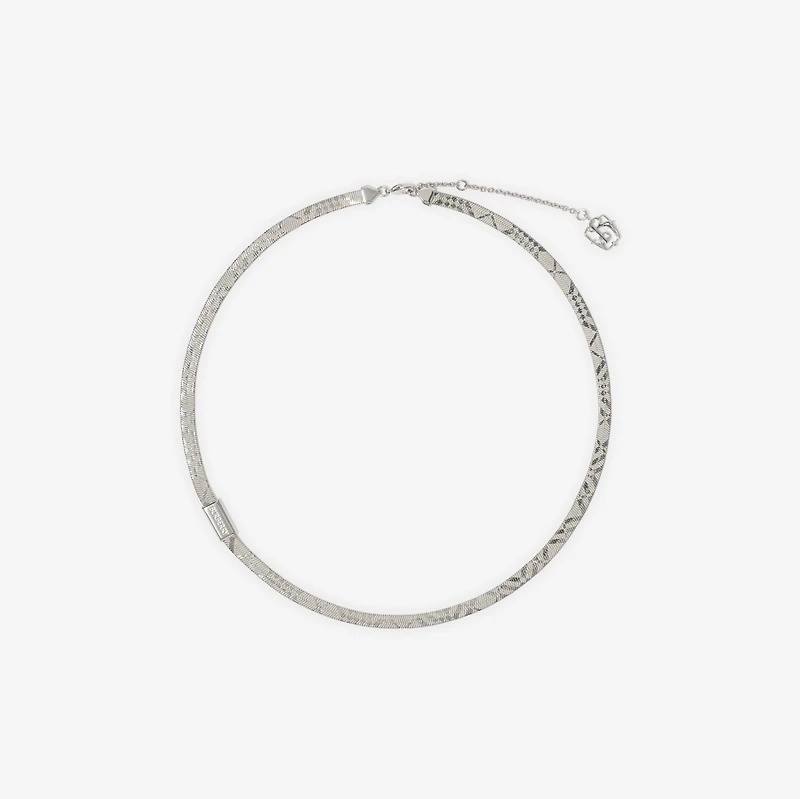 Engraved Check Necklace​ in Silver - Men | Burberry® Official