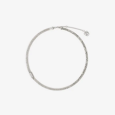 Engraved Check Necklace in Silver - Men | Burberry® Official