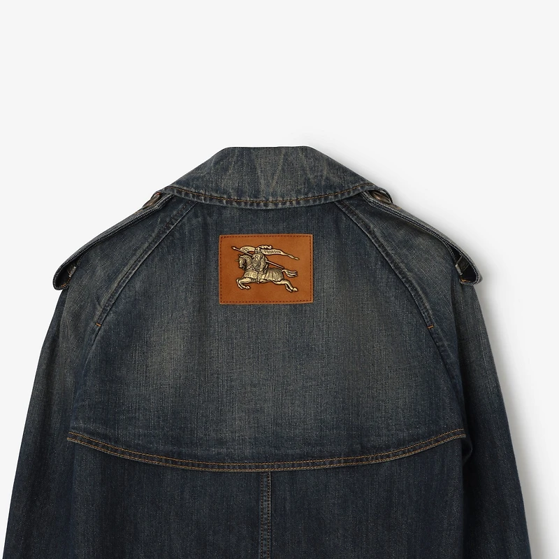 Cropped Denim Mayfair Trench Jacket in Mid blue - Women | Burberry® Official