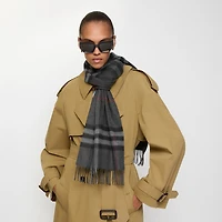 Check Cashmere Scarf in Charcoal | Burberry® Official