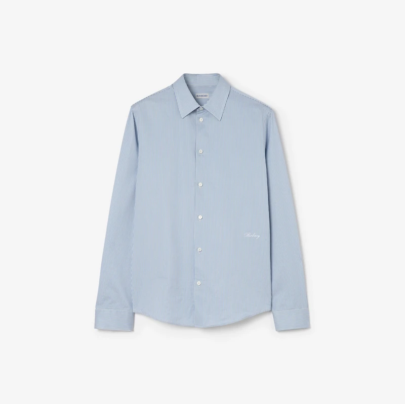 Slim Fit Striped Cotton Shirt in Sunbleached blue - Men | Burberry® Official
