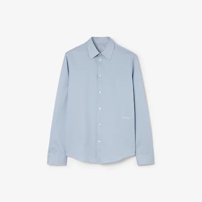 Slim Fit Striped Cotton Shirt in Sunbleached blue - Men | Burberry® Official