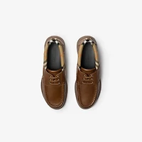 Leather Decker Boat Shoes in Pinecone - Men | Burberry® Official
