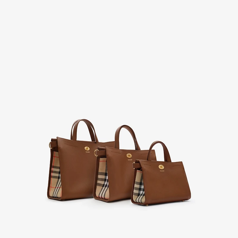 Mini Cotswolds Check Tote in Hazel brown - Women, Leather | Burberry® Official