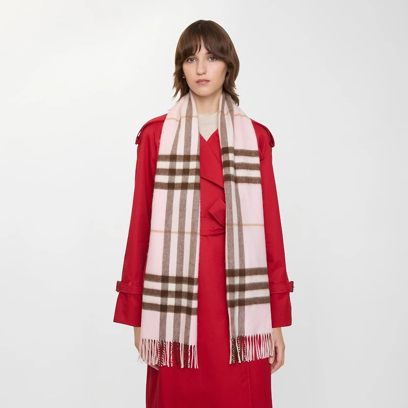 Check Cashmere Scarf in Bow pink | Burberry® Official
