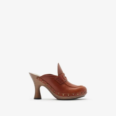 Leather Potter Clogs in Chestnut - Women | Burberry® Official