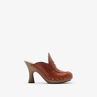 Leather Potter Clogs in Chestnut - Women | Burberry® Official