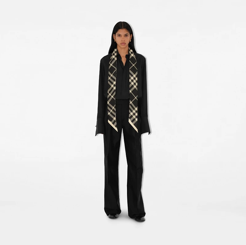 Skinny Check Silk Scarf in Black/calico | Burberry® Official