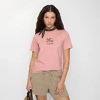 Floral EKD Cotton T-shirt in Begonia pink - Women | Burberry® Official