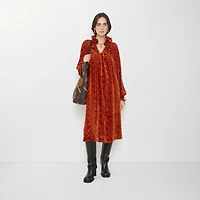 Baroque Silk Blend Velvet Dress in Dragon red - Women | Burberry® Official